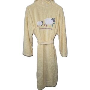 Xhilaration Yellow Plush Bath Robe Baa Baa Little Sheep Terrycloth Women L/XL
